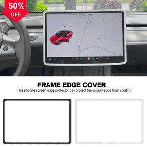 Nieuwe Navigatie Screen Protector Voor Tesla Model 3 Y Siliconen Beschermende Frame Rand Cover Centrale Controle Auto Accessoires