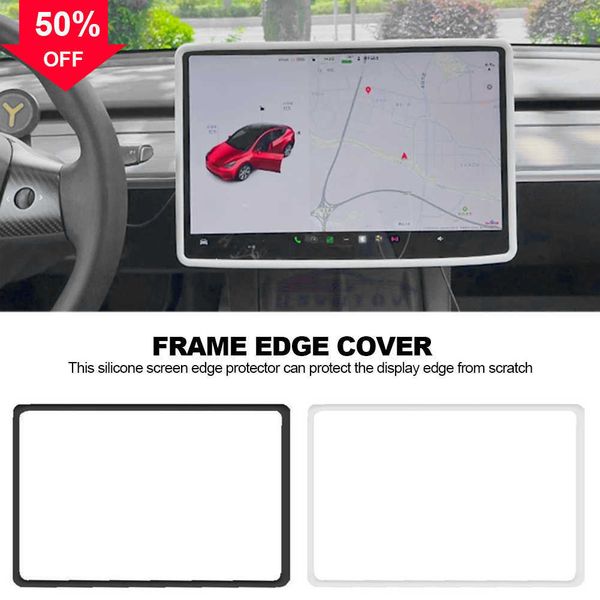 Nuevo Protector de pantalla de navegación para Tesla Model 3 Y marco protector de silicona cubierta de borde Control Central accesorios de coche