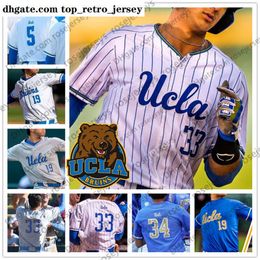 La nouvelle NCAA porte UCLA #5 College Garrett Mitchell Baseball 19 Jack Ralston 25 Noah Cardenas 32 Ryan Garcia 33 Chase Strumpf Blanc Gris Bleu Baseba