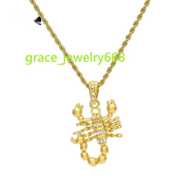 Nouveau collier hip hop, caractéristiques de la mode, bijoux tendance, pendentif en diamant scorpion cool