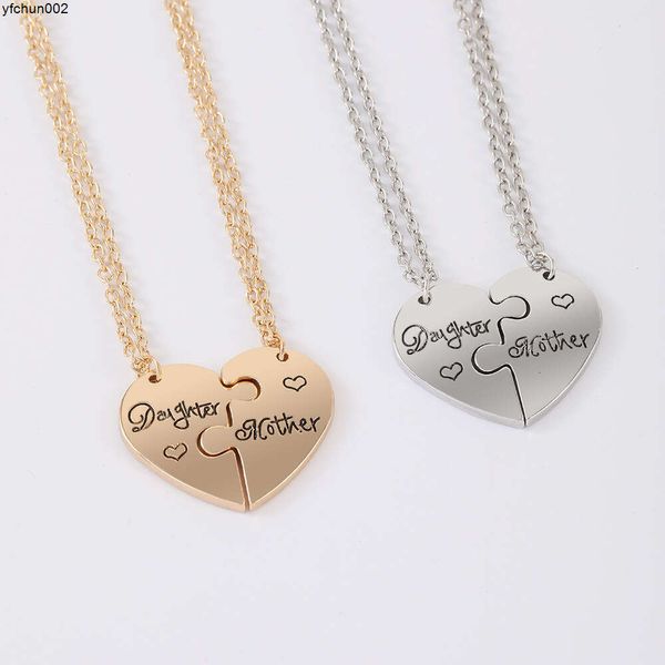 Nouveau collier mère fille fête des mères cadeau gravé alliage épissé pendentif 1lqx