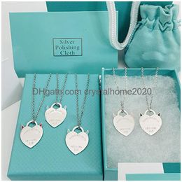 Nouveau collier femmes 19mm coeur pendentif en acier inoxydable couple bijoux sur le cou cadeau de Saint Valentin pour petite amie accessoires goutte de Dhqih