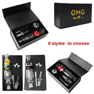 Nouveaux kits de collecteur Nector 10mm 14mm Joint pour mini-bangs en verre plates-formes pétrolières avec clou en titane Dab plat de paille paquet de boîte de vente au détail