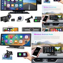 NOUVEAU 10.26 "Stéréo Apple Carplay Android Auto 2.5k Dash Cam, 1080p Backup Camera Car radio