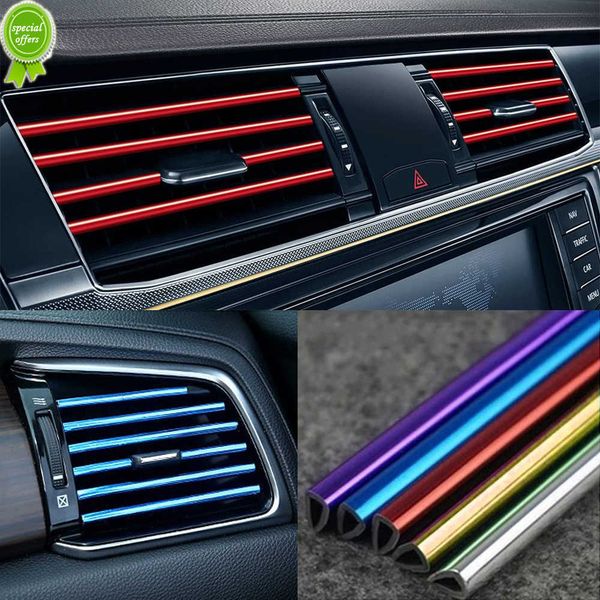 Tira embellecedora de salida de ventilación para aire acondicionado de coche, 10 Uds., 20cm, en forma de U, cromada, PVC, colorida, brillante, para decoración de coche