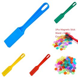 Nuevo 100pcs Montessori Color Cognitive Math Learning Education Toys for Children Magnetic Stick con Juegos de Ayuda de Enseñanza de Monedas de Plasia
