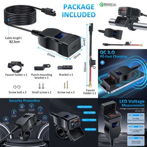 Nuevo nuevo adaptador impermeable de vehículo de motocicleta de 12V de 12V puertos USB PD Ports Quick Charge 3.0 con accesorios de Moto Switch