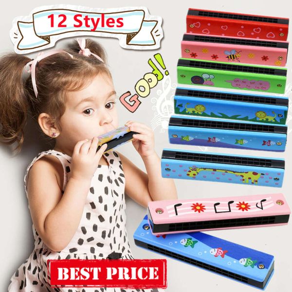 Nouveau Nouveau 16 trous enfants en bois Harmonica Instrument de musique jouets musique aides pédagogiques Puzzle éducation précoce maternelle débutants