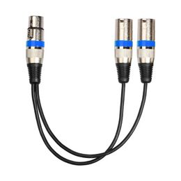 Nieuwe nieuwe 2024 3pin XLR vrouwelijke aansluiting naar dubbele 2 mannelijke plug y splitter 30 cm adapter kabeldraad voor versterker luidspreker hoofdtelefoon mixer voor vrouw