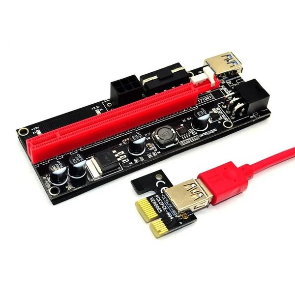 Nouveau nouveau 2024 VER009S PCI-E RISER CARTE 009S PCI EXPRESS PCIE 1X à 16X Extender 0,6M USB 3.0 Cable SATA à 6pin PORT