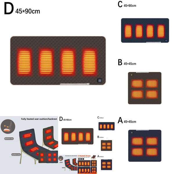 Nouveau Coussin chauffant de Camping, 4 zones, chargeur USB, 3 températures réglables, pour siège d'hiver, voiture, voyage en plein air, chaise chauffante, nouveau