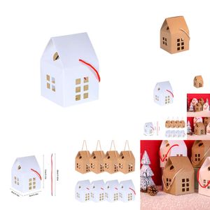 Nouveau Nouveau 5/10 pièces papier blanc coffrets cadeaux maison forme bonbons Biscuit Pack boîte anniversaire joyeux noël nouvel an fête fournitures