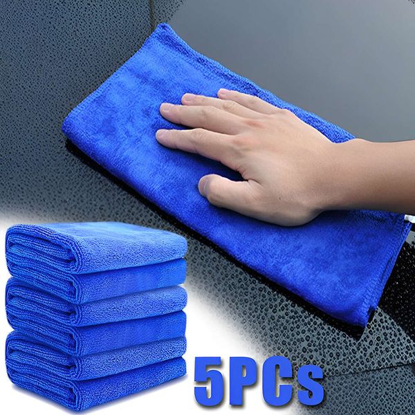 Nuevo nuevo 5pcs Blue espesado para el automóvil súper absorbente detallando la limpieza de tela de limpieza de la toalla de microfibra de secado