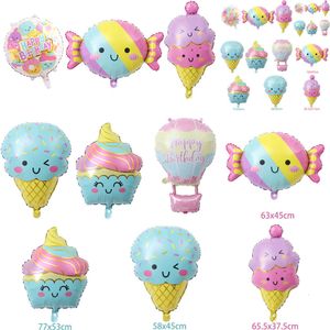 Nuevo Nuevo 6 Unids / set Lindo Dulce Helado Forma de Dibujos Animados Globo de Aluminio Niñas Decoración de Fiesta de Cumpleaños Baby Shower Suministros de Boda Juguete para Niños