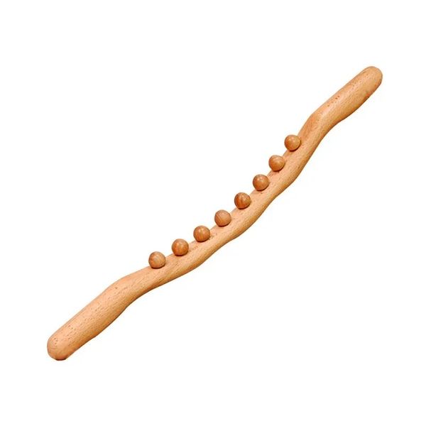 Nouveau nouveau 8 perles Gua Sha Massage Stick Carbonized Wood Back Corps méridien Thérapie de mise en œuvre Muscle Muscle Massage de l'acupuncture relaxante - pour