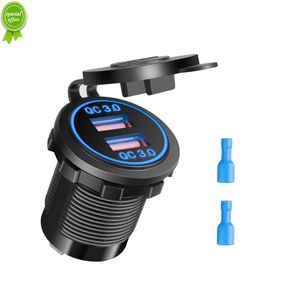 Nouveau nouveau chargeur de voiture double prise USB adaptateur de prise de courant 5V étanche QC3.0 double ports USB Charge rapide pour Smartphone voiture bateau marin