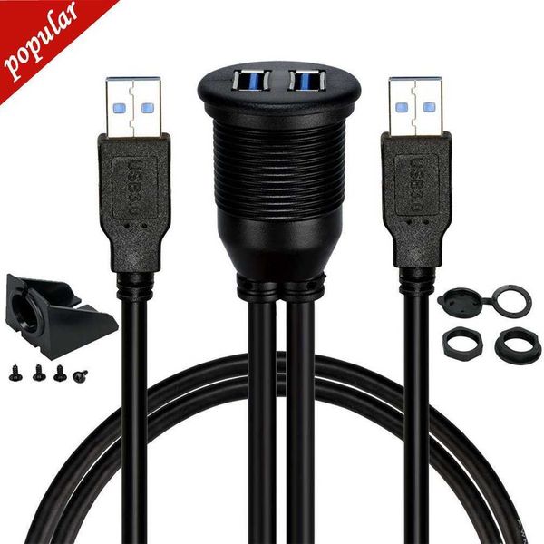 Nouveau nouveau tableau de bord de voiture montage encastré USB Dock adaptateur panneau de tableau de bord 3.0 port mâle à femelle câble d'extension câble pour moto bateau