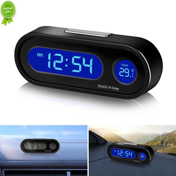 Nouvelle Nouvelle Voiture Horloge Électronique Mini Auto Horloges Intérieur Thermomètre LCD Rétroéclairage Affichage Numérique Temps Car Styling Accessoires En Boîte