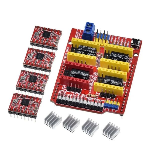 Nouveau nouveau bouclier CNC V3 Machine de gravure / imprimante 3D / + 4pcs A4988 Board d'extension du pilote pour le bouclier de l'imprimante 3D V3