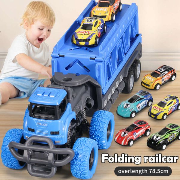 Nouvelle éjection de voiture de rail déformable pliage de gros jouets de camion pour enfants transporteur de conteneurs playset enfants cadeaux d'anniversaire de Noël
