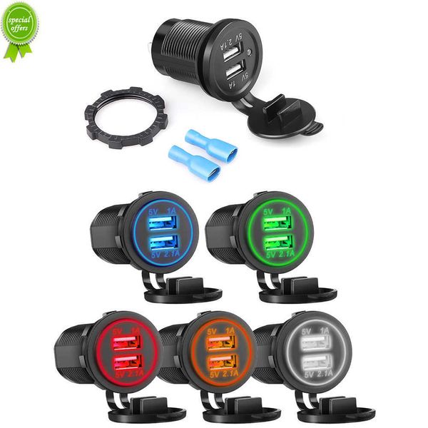 Nuevo cargador de coche Dual USB 5V 3.1A 12V con Panel LED adaptador de corriente impermeable toma de corriente para vehículo barco camión motocicleta