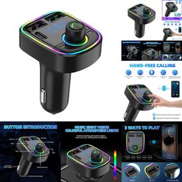 Nouveau Nouveau transmetteur FM PD type-c double USB 3.1A chargeur rapide lumière ambiante colorée mains libres lecteur modulateur Mp3 voiture Bluetooth 5.0