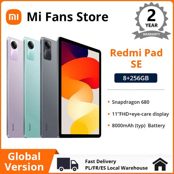 Nouvelle nouvelle version mondiale Xiaomi Redmi Pad SE Tablette 11 pouces FHD 90Hz Affichage Snapdragon 680 Plateforme mobile 8000mAh Batterie