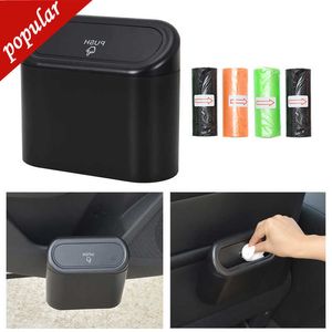 Nieuwe nieuwe hangende auto prullenbak kan voertuig vuilnisbak opbergkastdoos ABS ABS Square Pressing Trash Bin Auto interieur accessoires voor auto