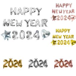 Ballons Happy 2024 en aluminium avec lettres et chiffres dorés, décoration de noël, cadeau de fête du nouvel an, accessoires Photo, nouvelle collection