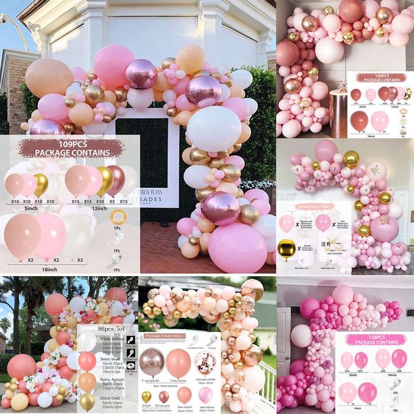 Nouveau Nouveau Kit rose or confettis Latex Ballon de mariage fête d'anniversaire décoration fille bébé douche Ballon guirlande arc