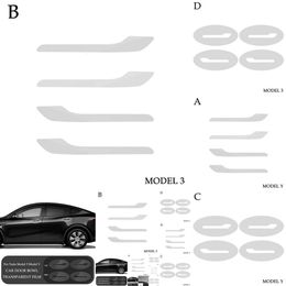 Nieuwe Nieuwe Nieuwe 1 Set Deurklink Scratch Protector Voor Tesla Model 3/Y 2017-2023 Verf Beschermende TPU film Kleding Auto Accessoires