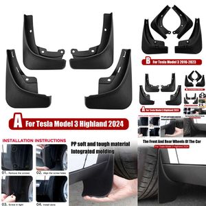 Nuevo Nuevo 2024 nuevas guardabarros para Tesla Model 3 Highland 2016-2024 Protector de pintura antisuciedad guardabarros accesorios de coche