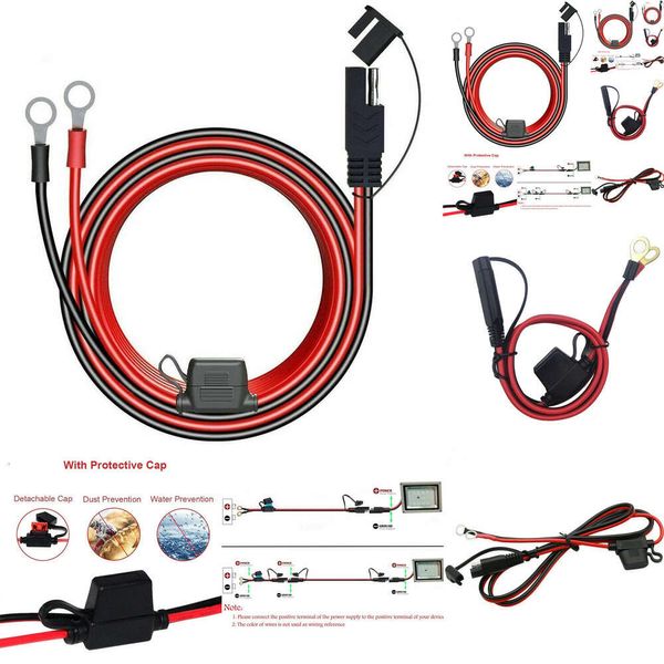 Nuevo Nuevo nuevo 3 uds 16Awg 4 pies 6 pies 10 pies 2 pines Terminal SAE a O conectores Cable de extensión conector para cargador de batería/mantenedor