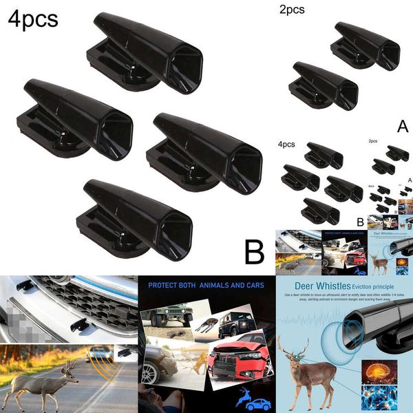 Nuevo Nuevo accesorio de seguridad: 2 uds., alarma ultrasónica negra para coche, alerta repelente de ciervos y animales - Dispositivo de advertencia de silbato de viento