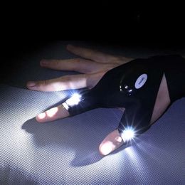 NUEVO NUEVO NIGHT LIGHT Guantes impermeables con iluminación LED Guantes de media noche para acampar guantes sin dedo de pesca