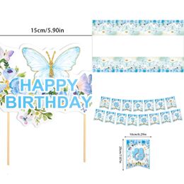 Nouveau Nouvelle assiette en papier tasses serviettes anniversaire vaisselle jetable ensemble pour bébé douche fournitures papillon fête décor