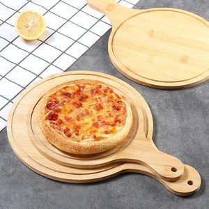 Nieuwe nieuwe ronde houten snijplank keuken snijplank met handvat massief houten voedselbord pizzabrood fruit kan snijplank hangen voor massief houten voedselbord