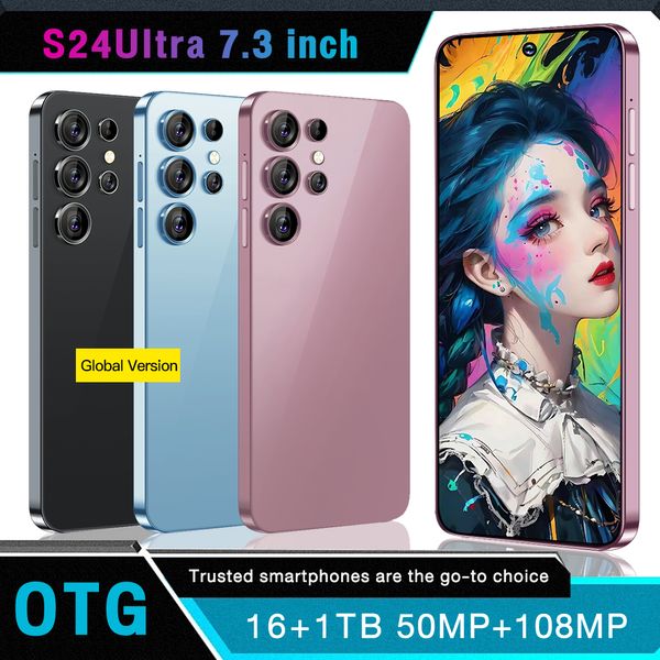 Nouveau nouveau S24ULTRA 5G Android Smart 13 Téléphone Touch Color 7,3 pouces Le capteur de gravité d'écran HD prend en charge plusieurs langues