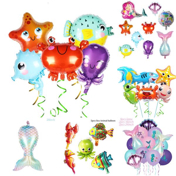 Nouveau Nouveau sous la mer animaux feuille ballons homard requin poulpe crabe hippocampe ballon fête d'anniversaire bébé douche décorations enfant jouets