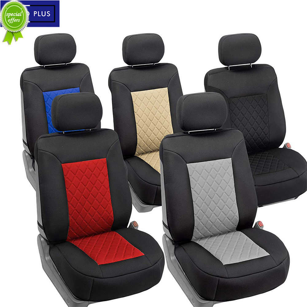 Nieuwe nieuwe universele autostoelbekledingen 2 voorstoel diamant rooster stoffen stoelauto covers geschikt voor de meeste auto SUV Truck Seat Cushion Protector