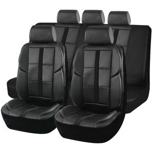 Nieuwe nieuwe upgrade universele lederen autostoelbekleding 3D -ontwerp met 3 ritssluiting achterstoel splitsportstoelhoes airbag compatibel