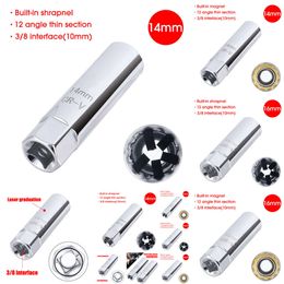 Nieuwe nieuwe upgrade Universele bougie Socket Socket bougie sleutel 3/8 magnetische 12 hoek dunne muur voor 14/16 mm bougie Verwijdering Auto -reparatie Tool