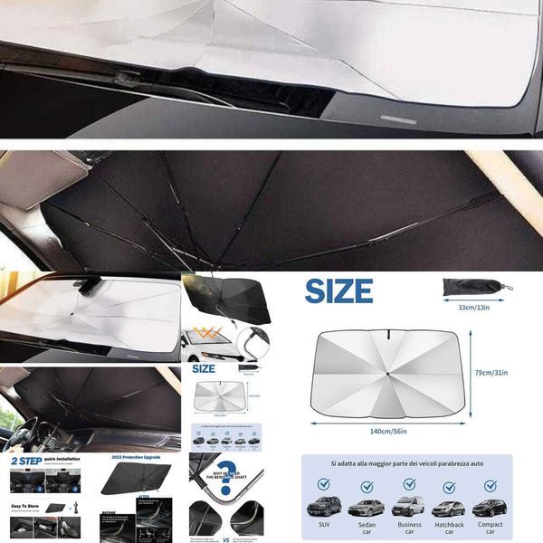 Nouveau nouveau bloqueur de fenêtres temporaires améliorés pour la voiture avant du pare-brise Sun Sun Shade Mestimez les véhicules avec 360 ﾰ Rotation Poignée pliable pliable