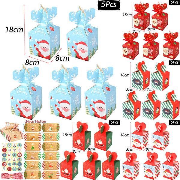 Nouveau Nouveau différentes tailles cadeau de noël papier Kraft/plastique bonbons biscuits boîtes à collation pour noël nouvel an fête Biscuit sac Noel Navidad