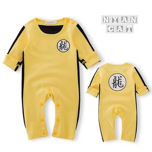 Nieuwe pasgeboren babykleding baby kostuum babyjongen kleding Chinese stijl drakenbrief patroon jumpsuit romper outfits voor Bruce Lee