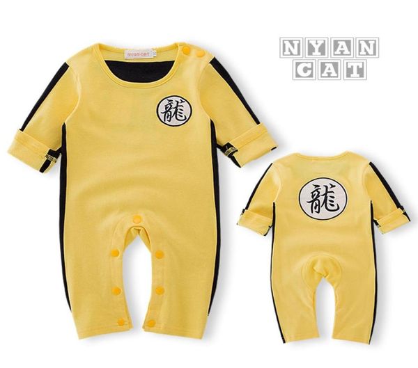 Nueva ropa de bebé recién nacido, disfraz de bebé, ropa de niño, mono con patrón de letras de dragón de estilo chino, trajes de mameluco para Bruce Lee6452378