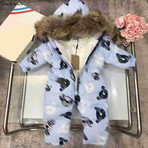 Nouveau nouveau-né bébé combinaison hiver chaud enfants vêtements de marque taille 75-110 motif ours imprimé à capuche vers le bas garçon fille pardessus Dec05