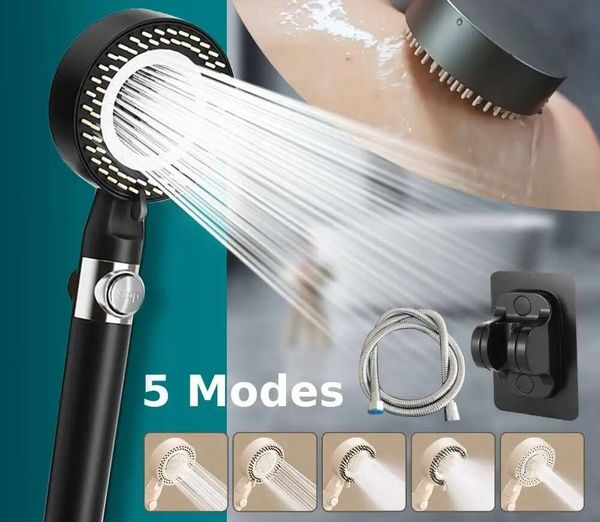 Nuevo El más nuevo cabezal de ducha de 5 modos, cabezal de ducha ajustable para masaje de Spa de alta presión con filtro, grifo de baño antical que ahorra agua