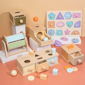 Nieuwe Nieuwste Montessori Speelgoed Macaron Kleur Muntautomaat Ball Box Object Permanence Box Speelgoed voor Baby Peuters 8-24 maanden Baby Leren