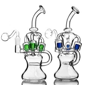 Verre narguilé Bongs recycleur Dab Rigs barboteur fumer conduites d'eau brûleur à mazout avec joint de 14mm